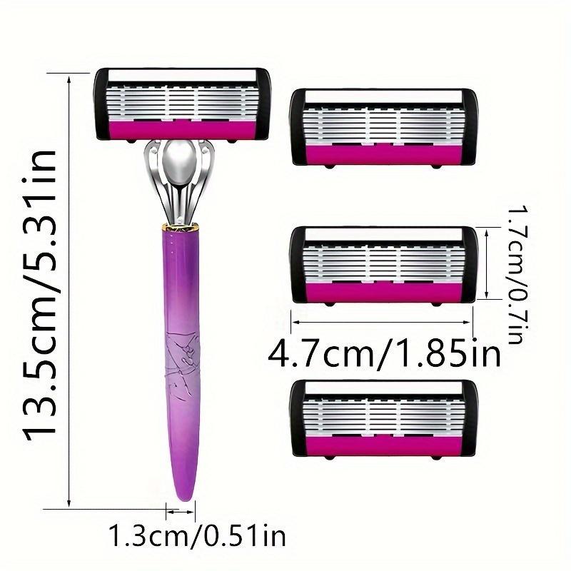 Manual Razor with Replacement Blades, 1 Set Non-slip Handle Razor with Replacement Heads, Body Hair Shaving Tool for Women & Men