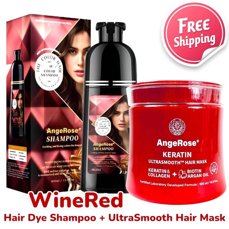 AngeRose Hair Color Shampoo, Instant Grey Hair Coverage, Multi-Color: Wine Red, Chestnut Brown, Nature Black, Perfect Gifts for Women&Men color shampoo 3-in-1 hair