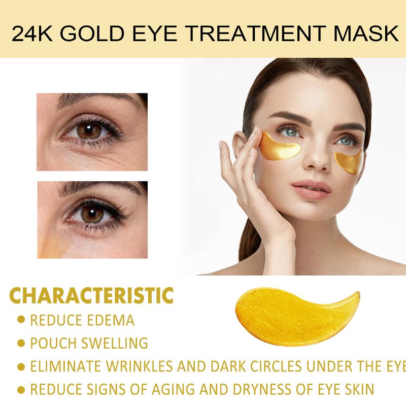 24K Gold Eye Treatment Mask,60pcs set Tightening and Lifting Eyecare Patch, Hydrating Brightening& Firming Éye Sticker,  Moisture Comfort