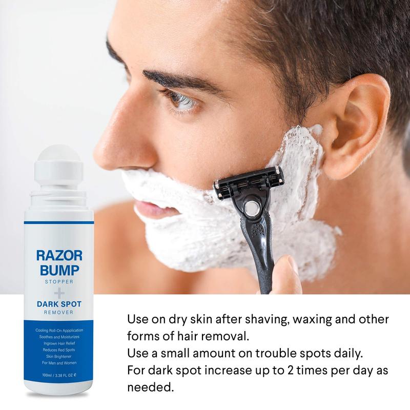 Razor Bump Stopper & Ingrown Hair Treatment: After Shave Solution for Razor Bumps, Burns, and Ingrown Hairs | Roll-on Applicator for Men & Women Aftershave Foam