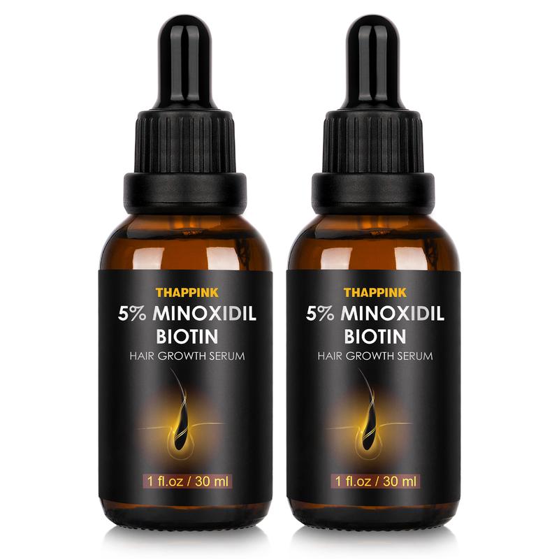 Minoxidil 5% Hair Growth Serum Oil Biotin for Men Women, 2 Pack Hair Regrowth Serum Treatment for Scalp Hair Loss Hair Thinning 2 fl.oz