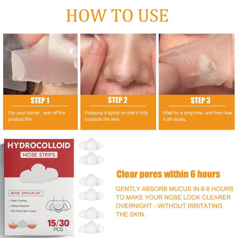 Hydrocolloid Nose Strips, 15pcs 30pcs Gentle Oil Control Nose Strips, Deep Cleansing Nose Pads, Facial Skin Care Products for Women & Men