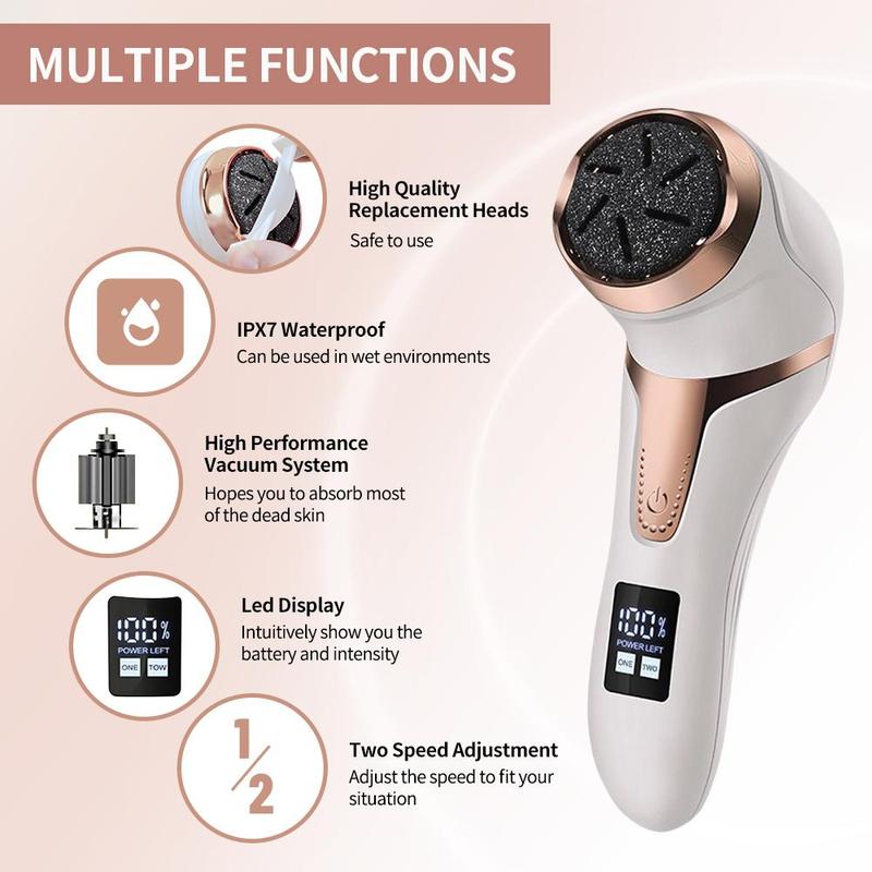 Summer Electric Foot File with LED Display, 1 Set Portable Foot Dead Skin Remover, Portable LED Electric Pedicure Foot File, Foot Calluses Remover, Nail Kit