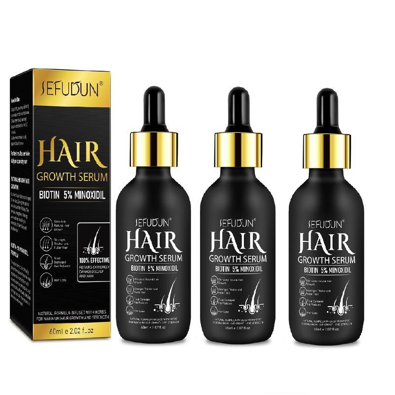 3Counts 5% Minoxidil Hair Serum for Men and Women, Hair Care Serum for Thicker Longer Fuller Hair, with Hair Roller Set