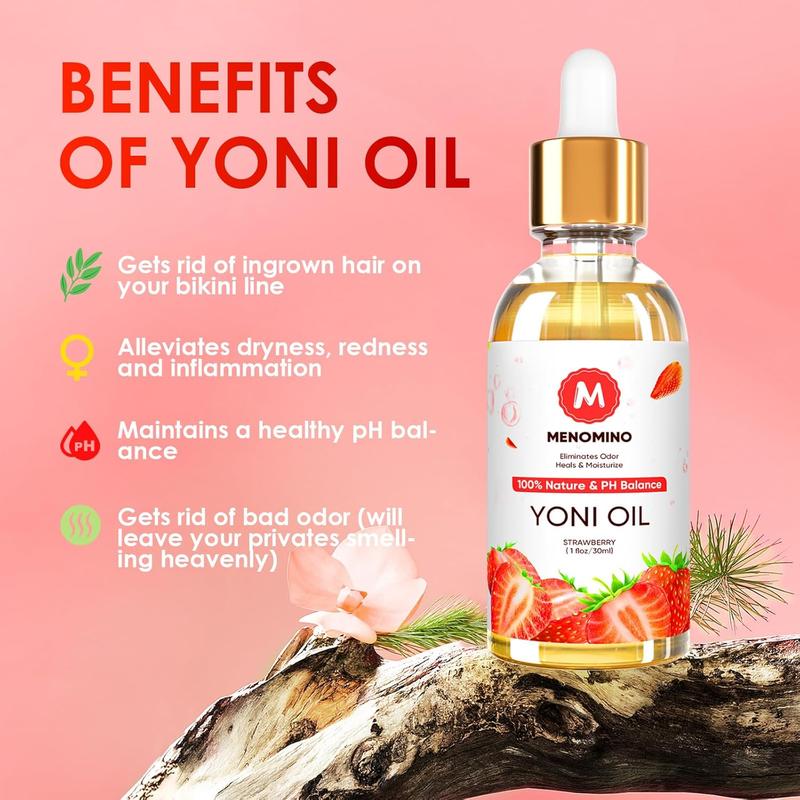 2 Pack Yoni Oil for Women - Organic Strawberry Feminine Oil, Feminine Deodorant - pH - Eliminates Odor - Vaginal Moisturizer, 100% Natural Yoni Essential Oil, 1 fl oz pc