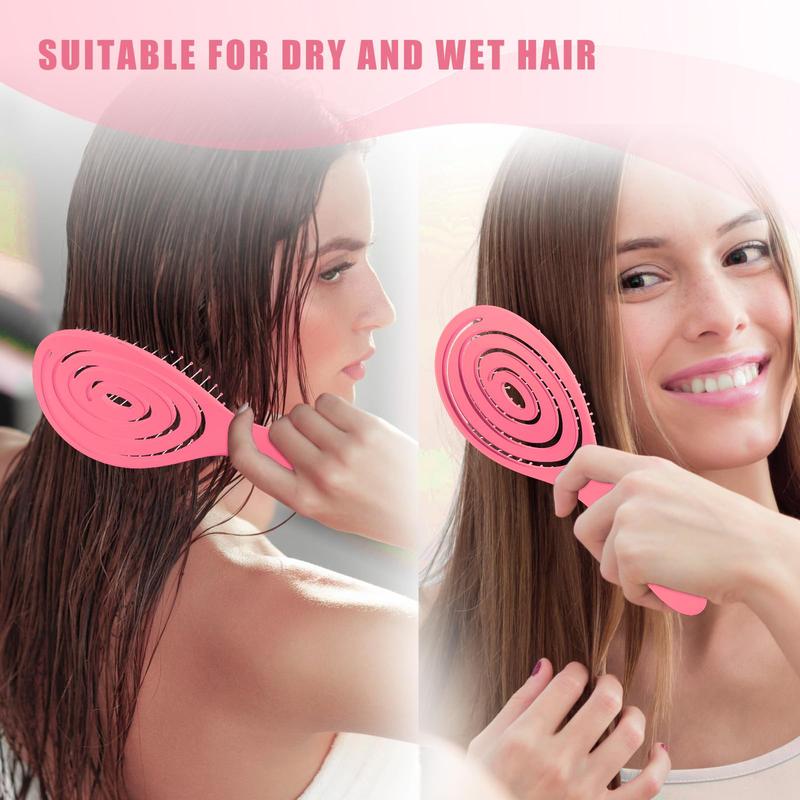 Detangle Hair Brush | Detangling Wet & Dry Spiral Hairbrush | Mother's Gift for Women, Men, Kids | Vented Detangler for Blow Drying | Glide Through Tangles For All Hair Types (Pink) detangler spray