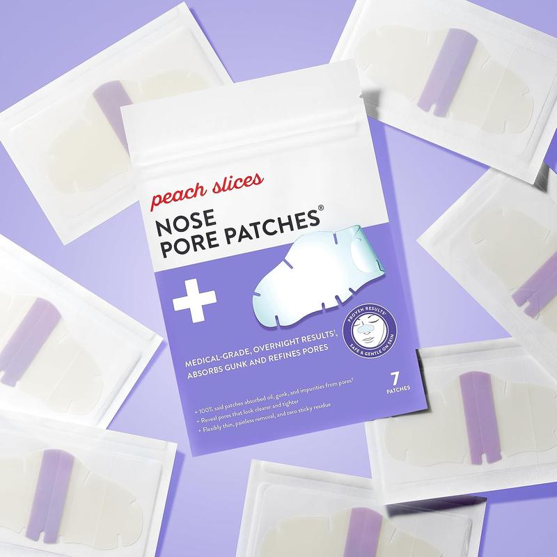 Medical-Grade Hydrocolloid Peach Slices Nose Pore Patches for Absorbing Oil Overnight - 7 Ct - Comfort Skincare