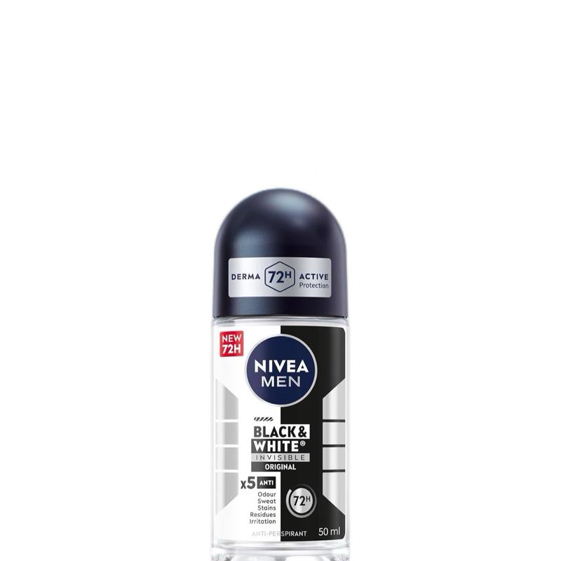 Nivea For Men Invisible Deodorant Roll On 50ml x 2 Pack - 48 Hours Black & White