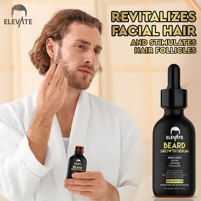 Elevate Beard Growth Oil 5% Minoxidil Hair Growth Serum Biotin & Caffeine - Stronger Thicker Fuller Beard Natural Gentle Comfort Treatment Hair Care