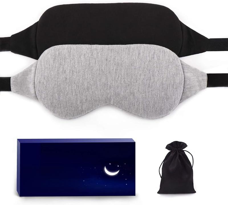 Sleep Eye Mask - Sleep Eye Mask, sleep eye mask blocks light, suitable for both men and women, soft and comfortable, travel eye mask, with small bags (black+gray)