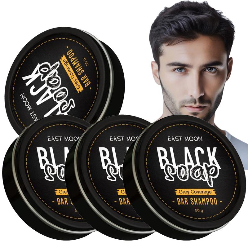 4 Pieces of Black Soap for Covering Gray Hair-Blackening Hair and Eliminating White Hair, Compressed Soap for Blackening Hair, 50G Per Piece