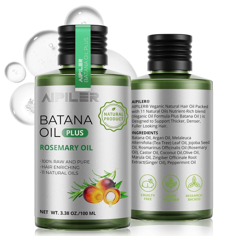 Batana Oil with Rosemary for Hair Growth: Vegan Natural Hair Oils - Nourish Eyelashes Eyebrows- Castor Coconut Tea Tree Jojoba and Argan Oils Haircare