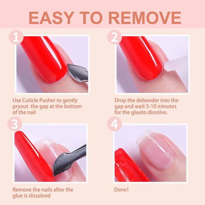 Vitamin E Nail Glue Remover, 2 Counts set Gentle Nail Polish Remover, Low Odor Nail Art Remover, Manicure & Pedicure Tool for Women & Girls