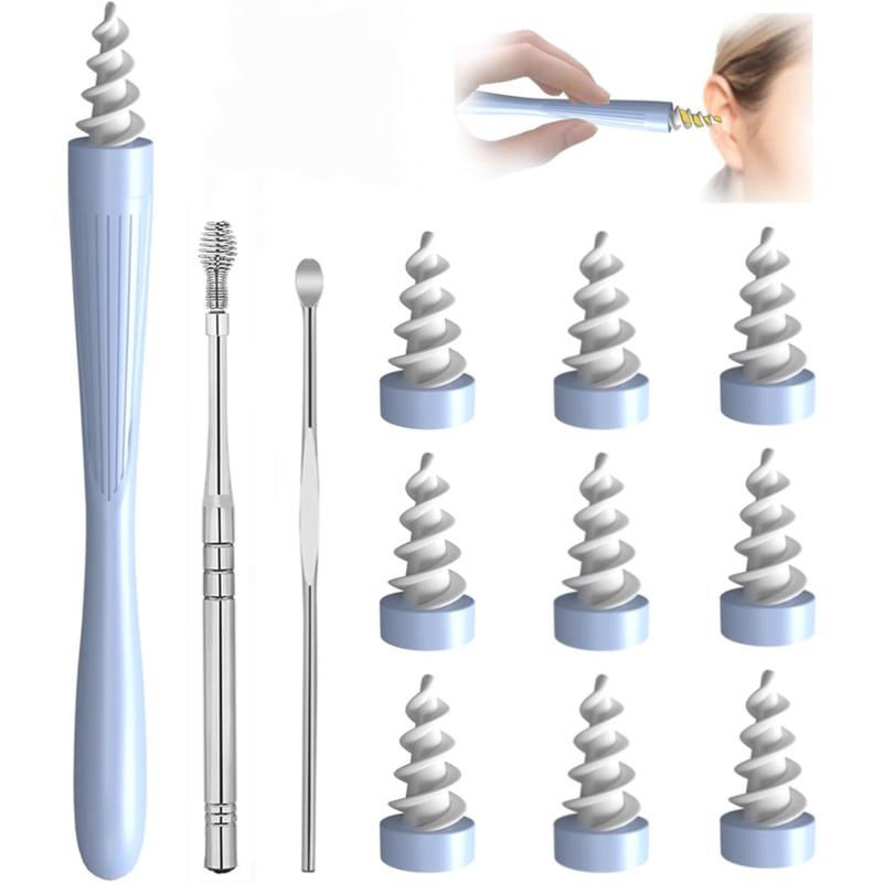 3 in 1 Ear Wax Removal Tool, Q-Grips Ear Wax Removal Reusable Washable Replacement Soft Silicone Tips for Cleaner Earwax, Ear Wax Removal Kit Contains 3 Types of Ear Cleaner