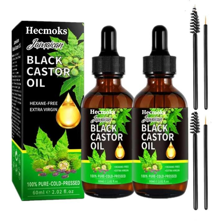 HECMOKS Organic Jamaican Black Castor Oil: Natural Remedy for Hair Growth & Thicker Eyelashes