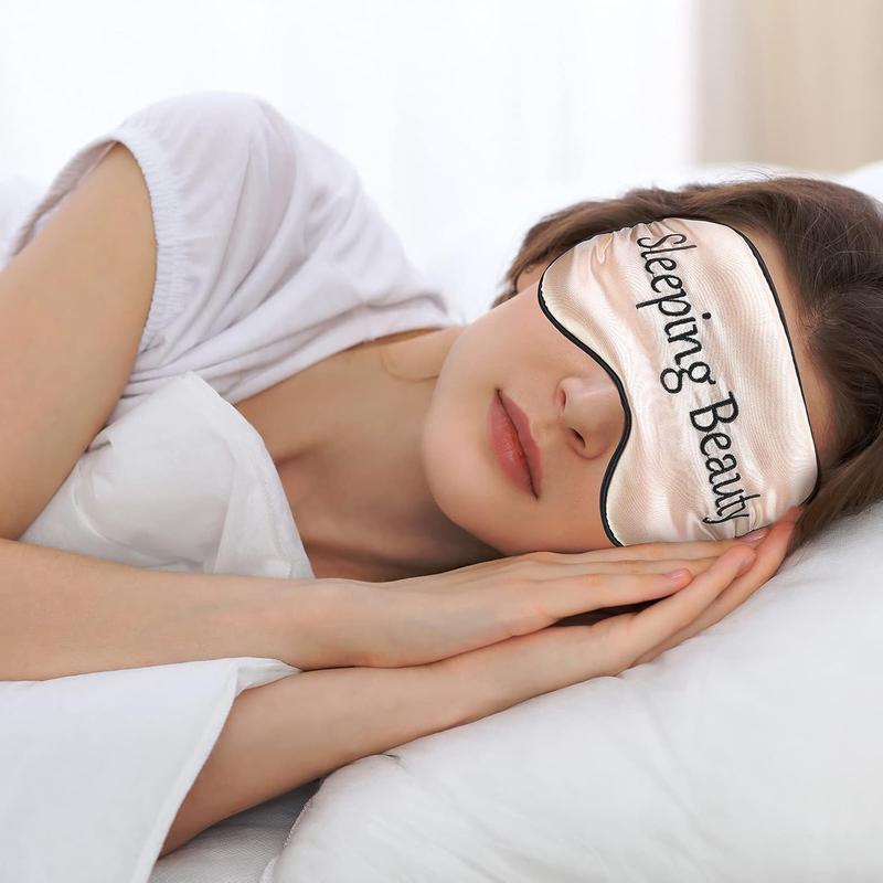 4 count Funny Sleep Mask Silk Eye Mask Soft Blackout Blindfold with Adjustable Strap Sleeping Eye Cover Mask for Women Men Travel, Nap, Meditation (Black, Gray, Pink, Purple)