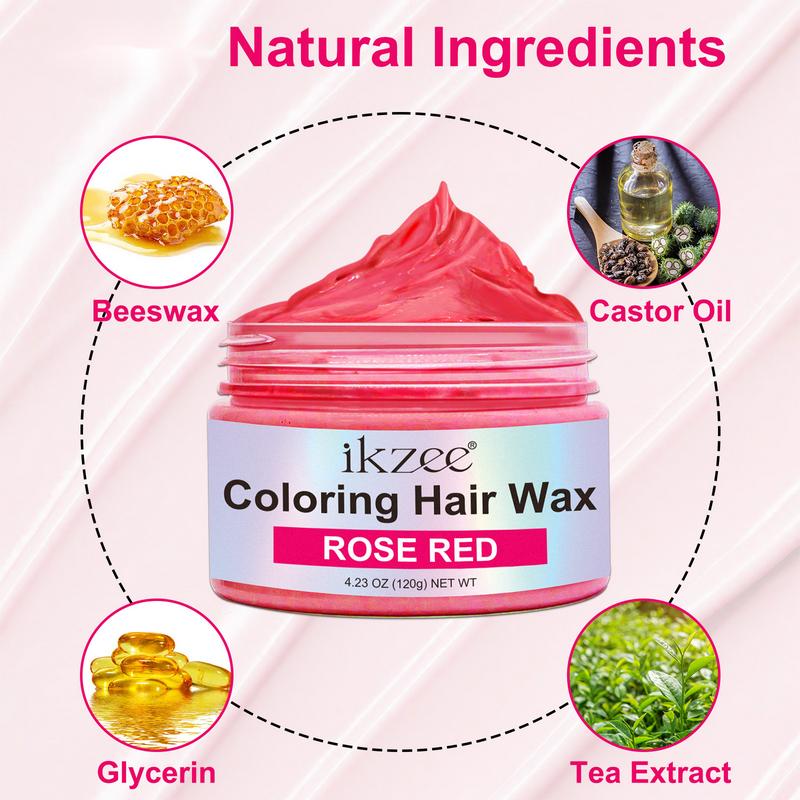 IKZEE Hair Coloring Wax, DIY Temporary Hair Color Dye, Disposable Instant Matte Hairstyle Mud Cream Hair Pomades for 9 Colors to Cosplay Nightclub Masquerade Transformation (120g)