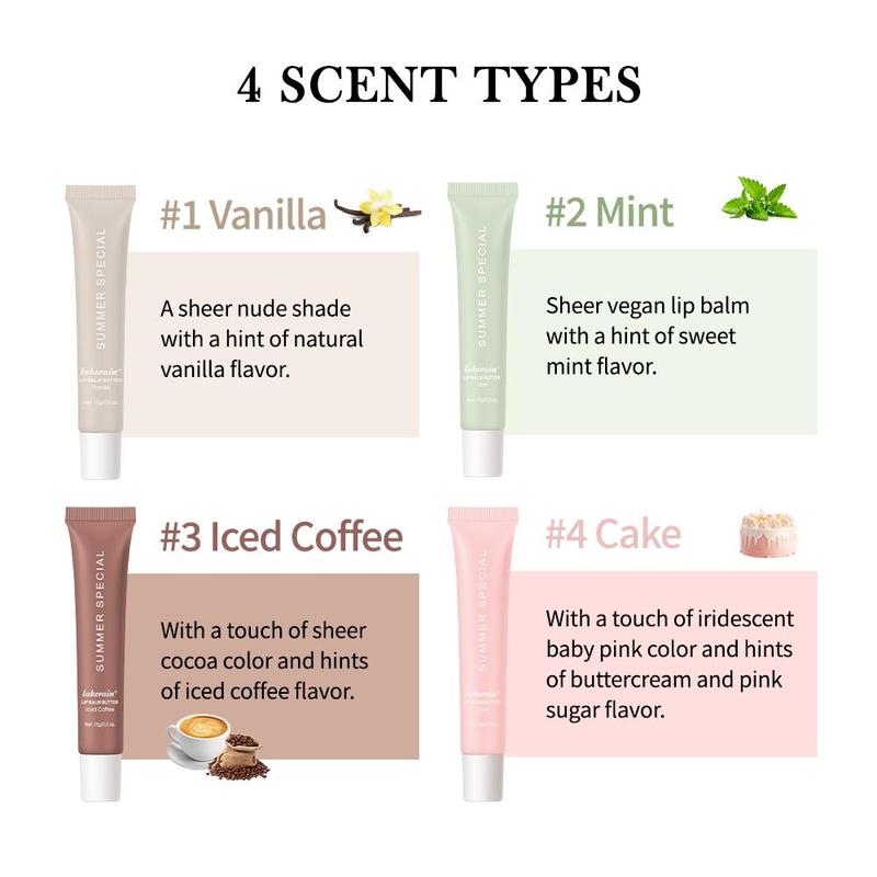 Christmas Moisturizing Lip Butter Balm, 4 Counts set Hydrating Lip Balm, Plumping Lip Oil Lip Stick, Glossy Lip Glaze Stick, Plumping Lip Cosmetic, Lip Stain