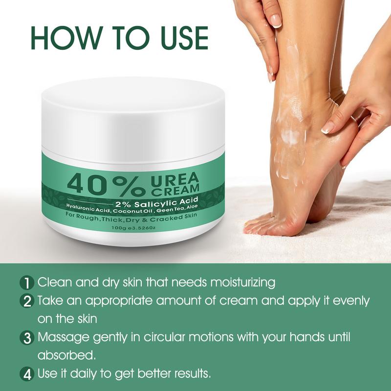 Urea Cream 40% plus Salicylic Acid 2%, Foot Cream for Dry Cracked Heels Feet Knees Elbows Hands, Foot Dead Skin Cuticle Callus Remover Toenail Softener, Keratolytic Skin Barrier Repair Cream