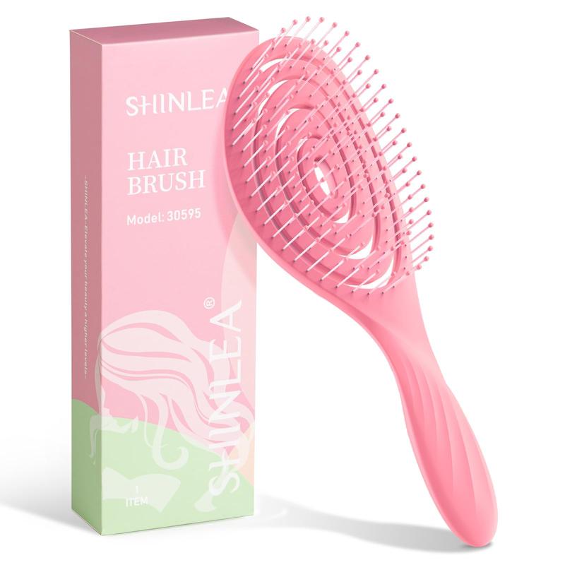 Detangle Hair Brush | Detangling Wet & Dry Spiral Hairbrush | Mother's Gift for Women, Men, Kids | Vented Detangler for Blow Drying | Glide Through Tangles For All Hair Types (Pink) detangler spray