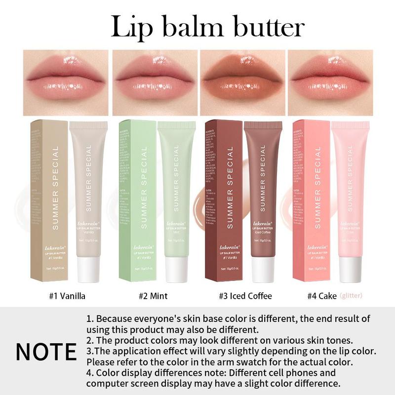 Christmas Moisturizing Lip Butter Balm, 4 Counts set Hydrating Lip Balm, Plumping Lip Oil Lip Stick, Glossy Lip Glaze Stick, Plumping Lip Cosmetic, Lip Stain