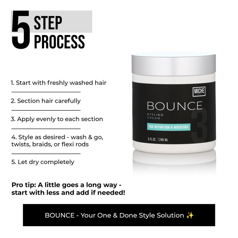 BOUNCE Styling Cream for Definition and Moisture 8 fl oz | Bouncy, Defined & Shiny hairstyles | Perfect Twist Outs & Braid Outs - MICHE Beauty