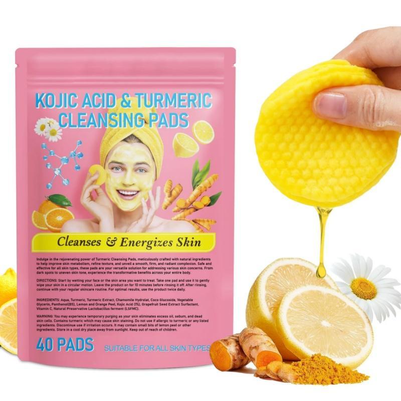 Turmeric Cleansing Pads, 1 Pack 2 Packs(40pcs pack) Gentle Exfoliating Facial Pads, Facial Skin Care Pads, Skin Care Tools for Women