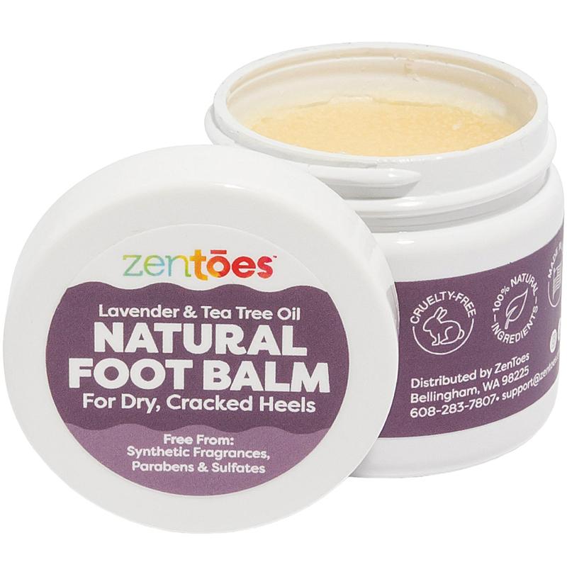 ZenToes Natural Foot Balm Cream for Dry Cracked Heels and Feet with Coconut Oil, Tea Tree Oil, Vitamin E Oil, Jojoba Oil, Shea Butter, Lavender Essential Oils - Hydrate, Soften Rough Skin (2oz) Gel Moisture