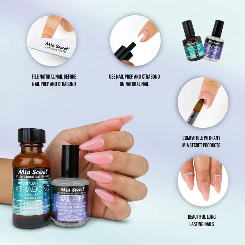 Mia Secret Nail Prep 0.5oz (NP-30) & Xtrabond Primer 0.5 oz (PR100) Acrylic Gel Nail Art Nail Care