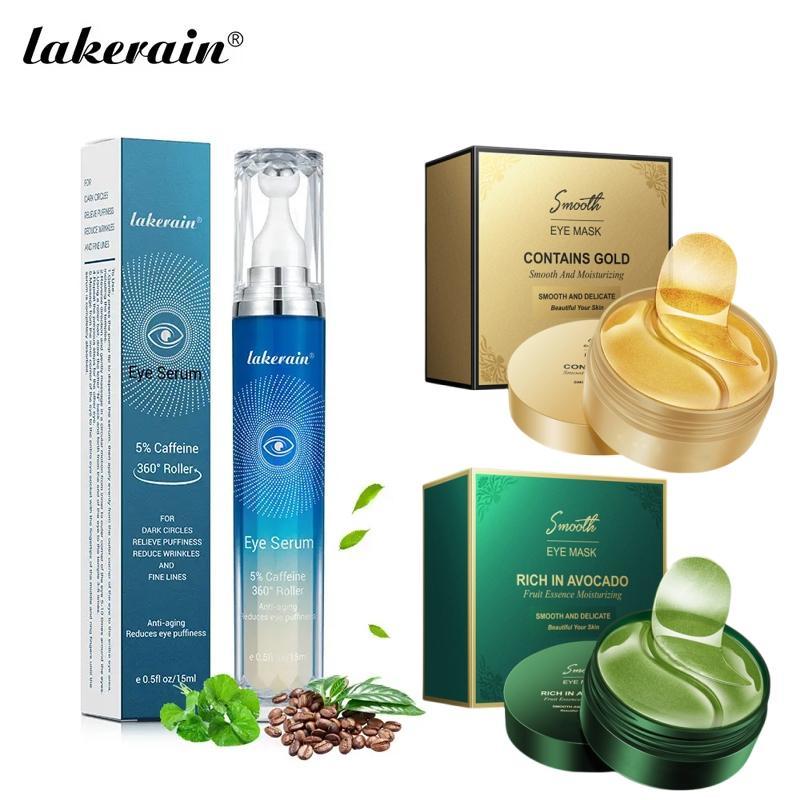 Eye Serum Set, 3 Counts set Moisturizing Eye Roller Massage Serum & Eye Mask, Hydrating Firming Eye Care Product for Women & Men