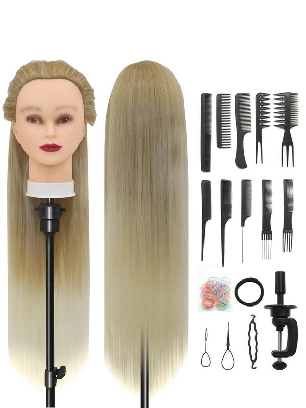 Hairdresser Styling Head with 10 Combs, 2024 New Summer Style Hairdresser Training Head with Free Clamp, Diy Set, Hair Styling Head for Braiding