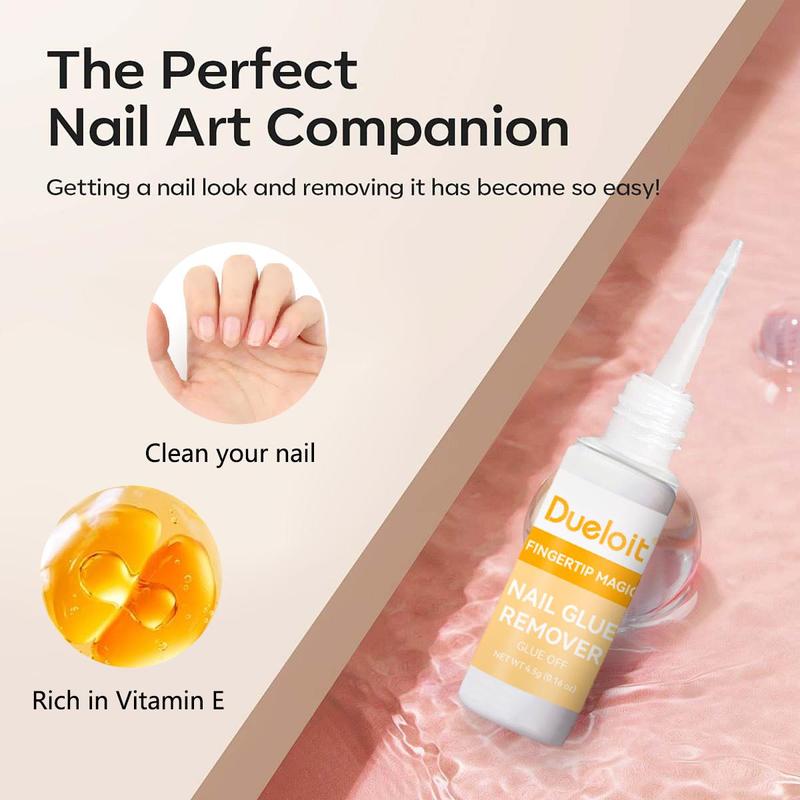 Vitamin E Nail Glue Remover, 2 Counts set Gentle Nail Polish Remover, Low Odor Nail Art Remover, Manicure & Pedicure Tool for Women & Girls