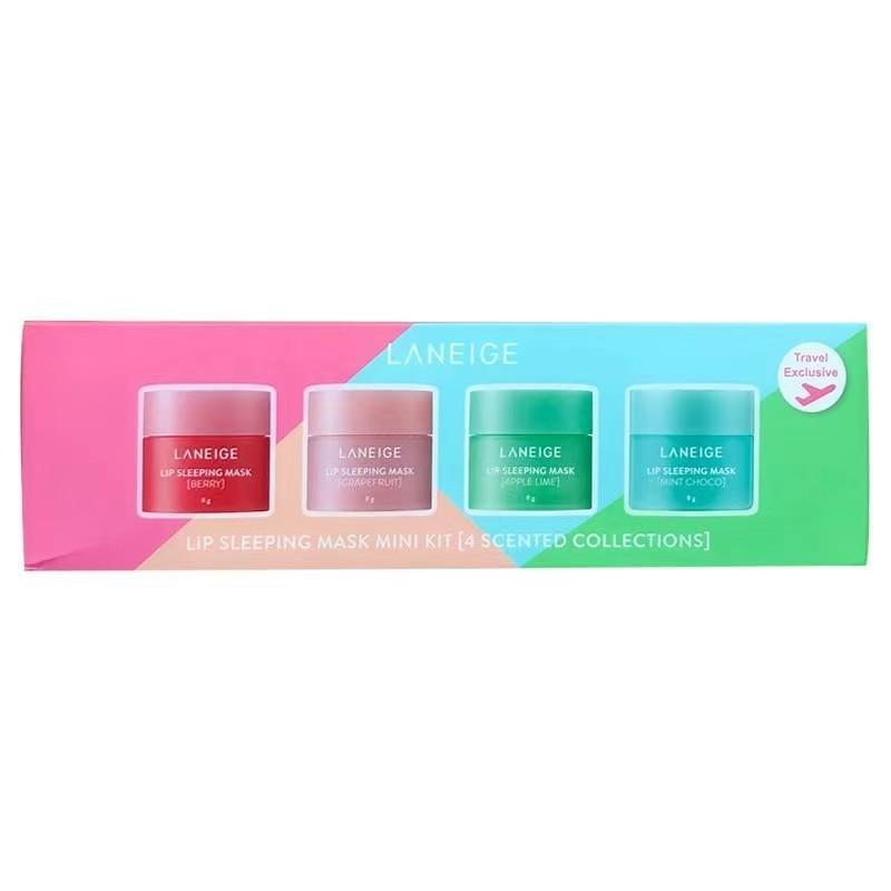 Lanzhi Sleeping Lip facial mask, 4 bottles of moisturizing lip lines day and night, nourishing and repairing lips