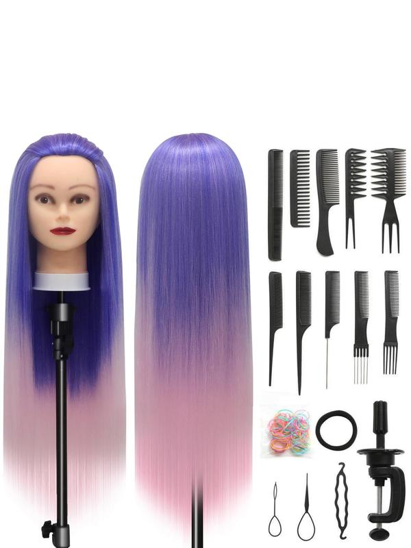 Hairdresser Styling Head with 10 Combs, 2024 New Summer Style Hairdresser Training Head with Free Clamp, Diy Set, Hair Styling Head for Braiding