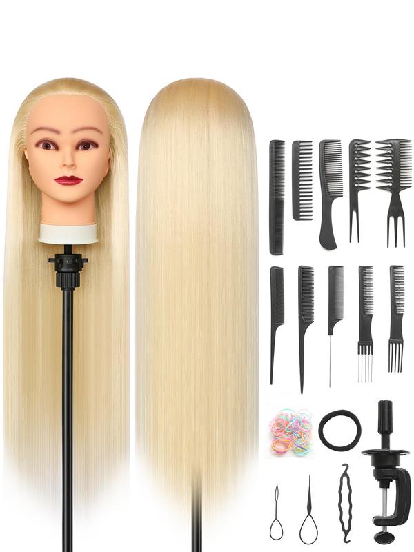 Hairdresser Styling Head with 10 Combs, 2024 New Summer Style Hairdresser Training Head with Free Clamp, Diy Set, Hair Styling Head for Braiding