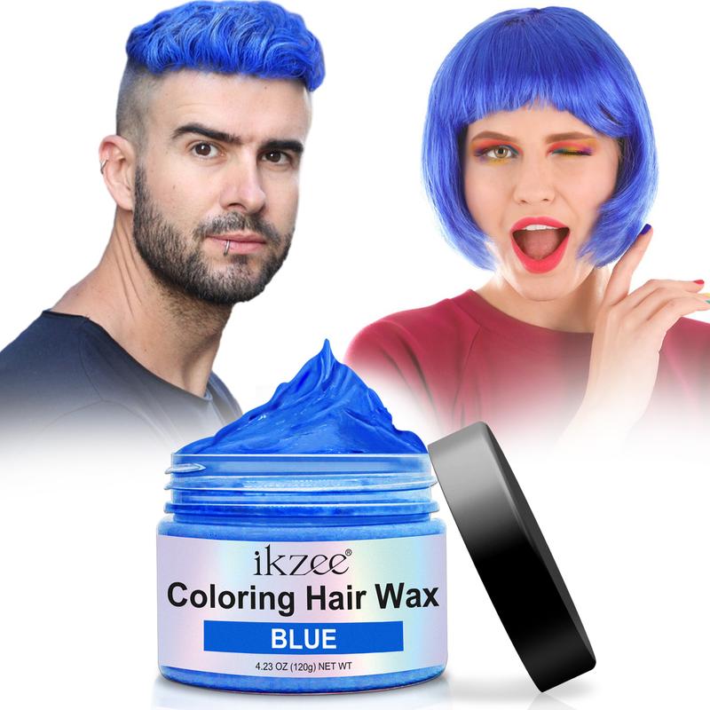 IKZEE Hair Coloring Wax, DIY Temporary Hair Color Dye, Disposable Instant Matte Hairstyle Mud Cream Hair Pomades for 9 Colors to Cosplay Nightclub Masquerade Transformation (120g)