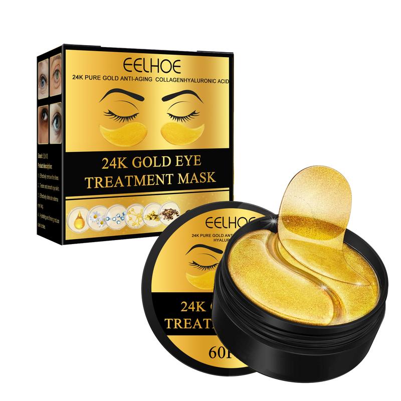 EELHOE 24k Gold Eye Mask 60pcs - Skin Care for Comfort and Firmness Hyaluronic Hyaluronic Acid