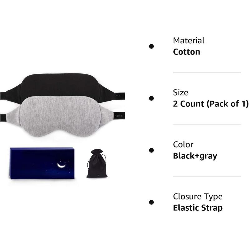 Sleep Eye Mask - Sleep Eye Mask, sleep eye mask blocks light, suitable for both men and women, soft and comfortable, travel eye mask, with small bags (black+gray)