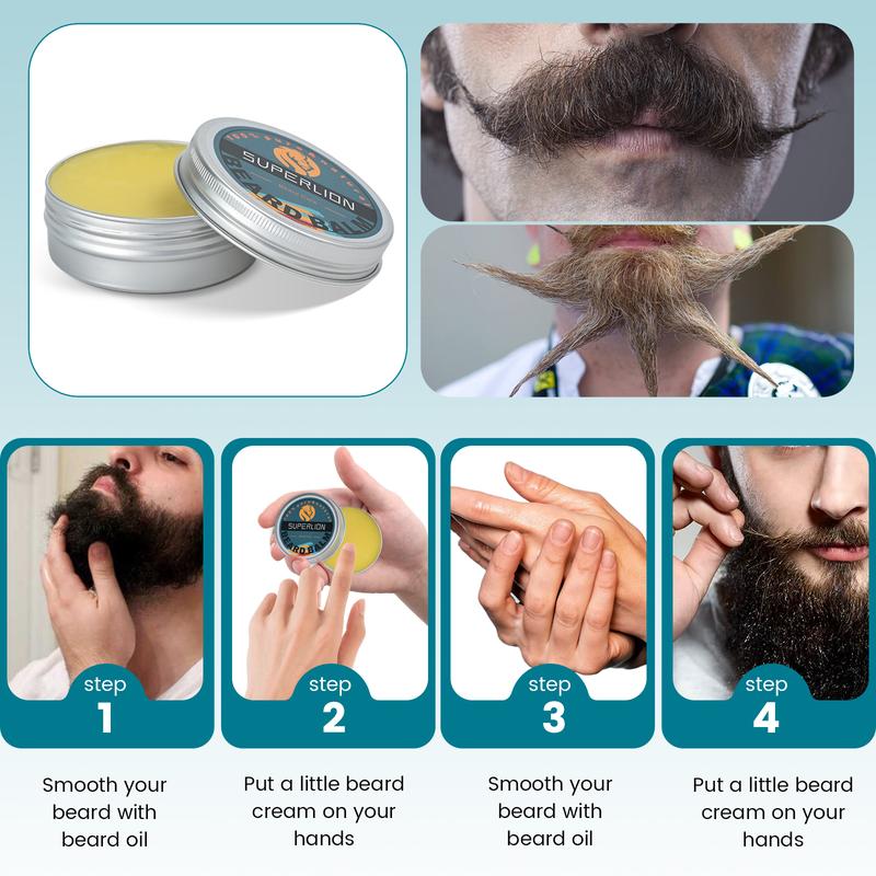 Beard Growth Kit, Beard Grooming Kit, Beard Growth Oil , Beard Balm, Storage Bag, Mens Gifts Set for Mustache Boyfriend Dad Son Him Grandfather Husband Fathers