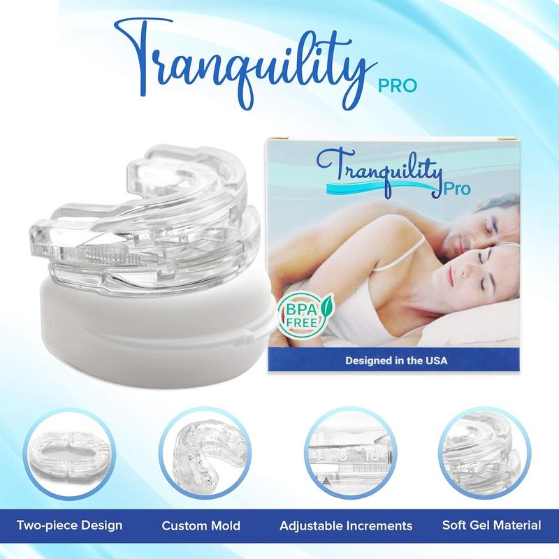 Tranquility PRO 2.0 Anti-Snoring Mouth Guard - Adjustable Mouthpiece - Night Time Teeth Mouth Guard & Sleeping Bite Guard for Bruxism and Stop Snoring - Custom Molding & Adjustability Comfort