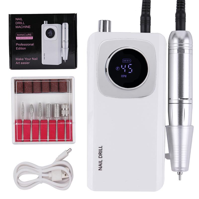 Professional Electric Nail Drill Machine, 1 Set Nail Drill Machine with LCD Display & Multifunctional Polishing Head, Manicure Pedicure Tools, Nails Polishing Tool for Home & Salon Use, Gift for Nail Art Lovers