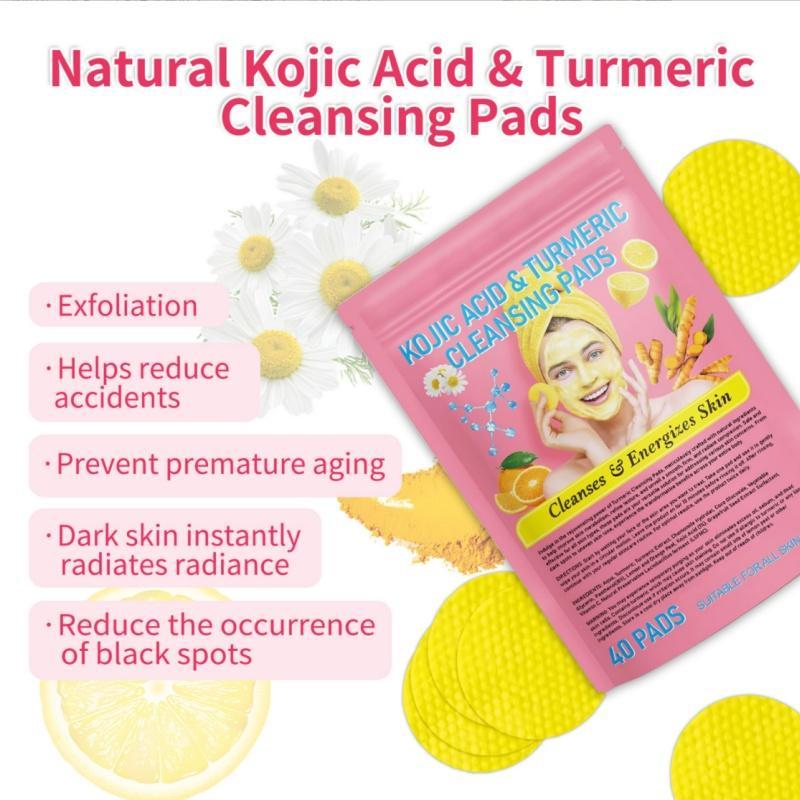 Turmeric Cleansing Pads, 1 Pack 2 Packs(40pcs pack) Gentle Exfoliating Facial Pads, Facial Skin Care Pads, Skin Care Tools for Women