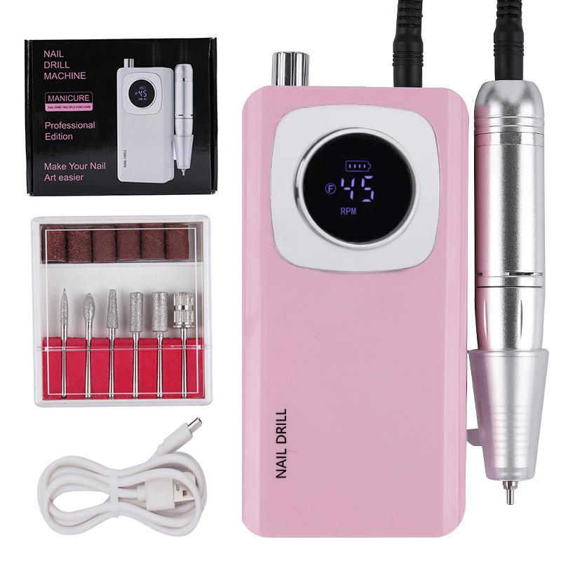 Professional Electric Nail Drill Machine, 1 Set Nail Drill Machine with LCD Display & Multifunctional Polishing Head, Manicure Pedicure Tools, Nails Polishing Tool for Home & Salon Use, Gift for Nail Art Lovers