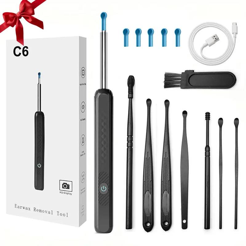 Smart Visual Ear Wax Remover, 1 Box Rechargeable LED Ear Cleaner with 6 Counts Ear Pick Heads, Waterproof Ear Wax Removal Tool, Earwax Removal Products, Christmas Gift