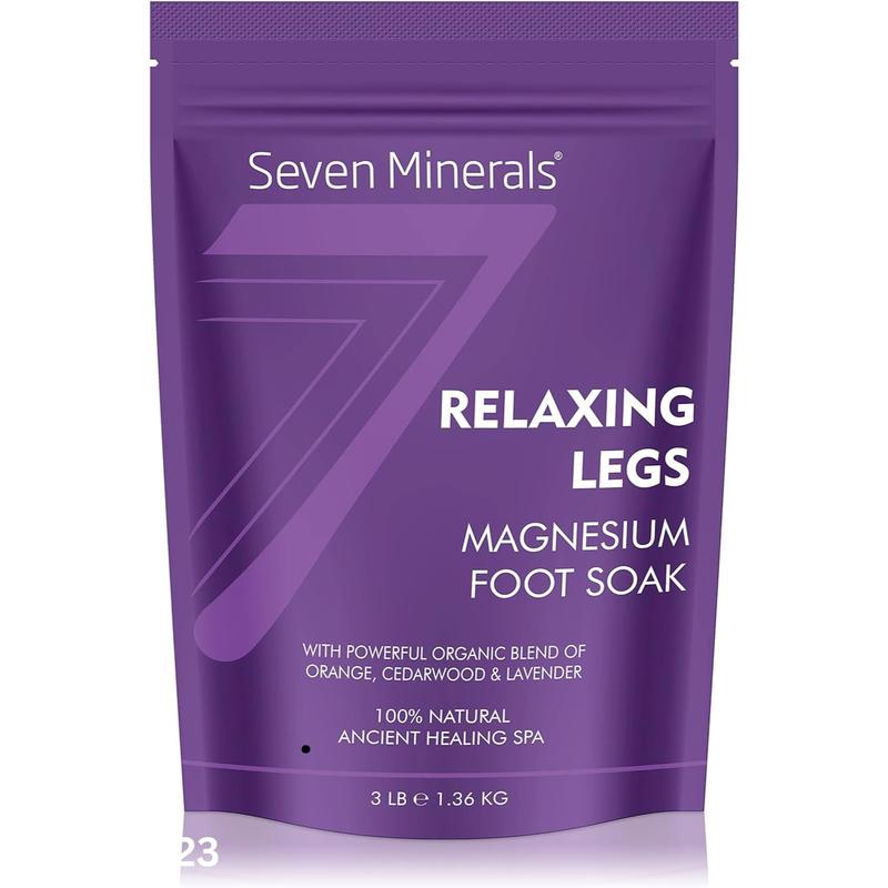 Seven Minerals Relaxing Legs Magnesium Chloride Flakes 3lb - Unique Foot & Nail Soak Formula for Tired Legs and Cramps - Cedarwood & Lavender Masks