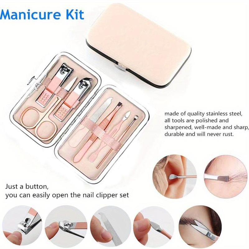 Letter Pattern Nail Clipper Set with Storage Case, 1 Box Stainless Steel Nail Care Tools, Multifunctional Pedicure Manicure Beauty Tool Kit