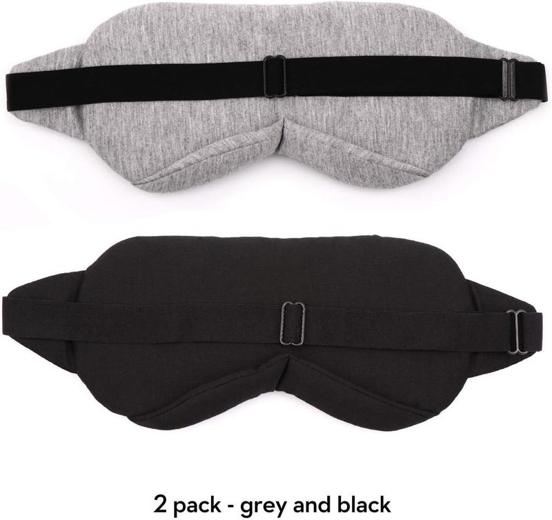 Sleep Eye Mask - Sleep Eye Mask, sleep eye mask blocks light, suitable for both men and women, soft and comfortable, travel eye mask, with small bags (black+gray)