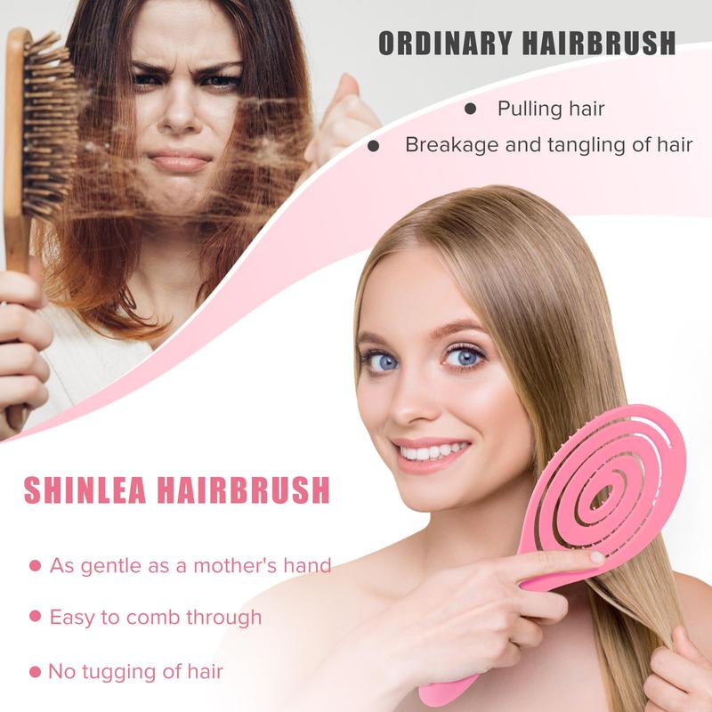 Detangle Hair Brush | Detangling Wet & Dry Spiral Hairbrush | Mother's Gift for Women, Men, Kids | Vented Detangler for Blow Drying | Glide Through Tangles For All Hair Types (Pink) detangler spray