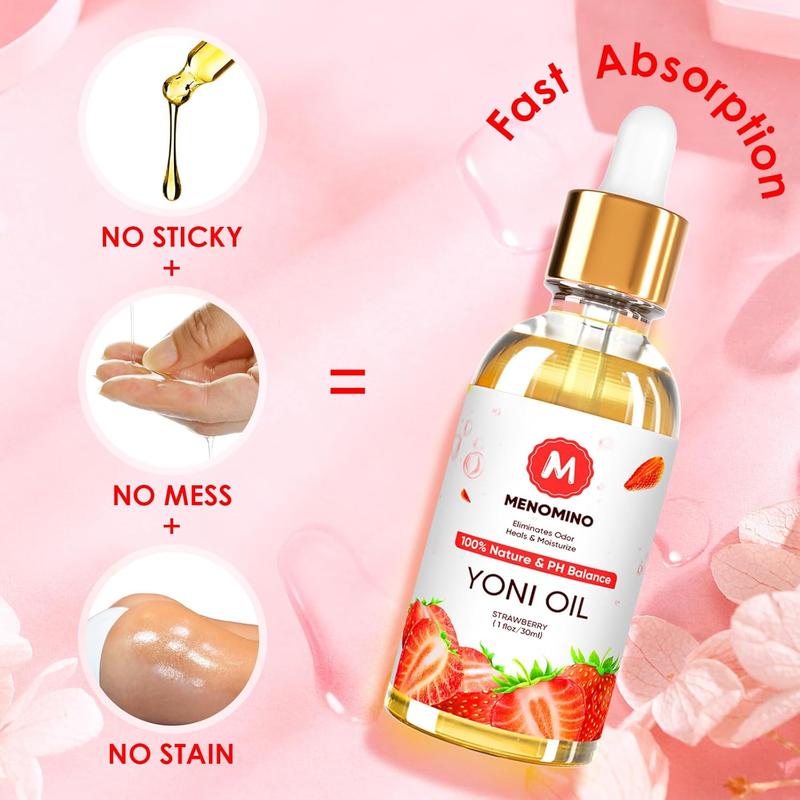 2 Pack Yoni Oil for Women - Organic Strawberry Feminine Oil, Feminine Deodorant - pH - Eliminates Odor - Vaginal Moisturizer, 100% Natural Yoni Essential Oil, 1 fl oz pc