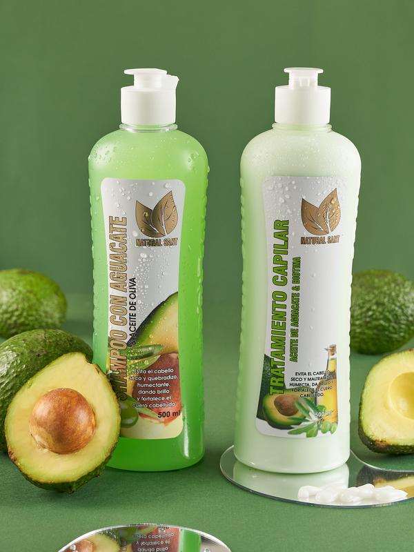 Natural Sant - Avocado and Olive Oil Shampoo with Avocado Hair Treatment Combo -For Damaged Hair Repair (16 Fl Oz 500ml)